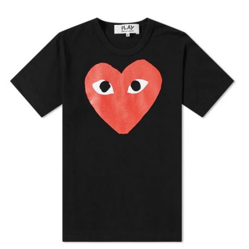 Comme des Garcons Play Heart T Shirt in Black Red Tee UK SEIKK